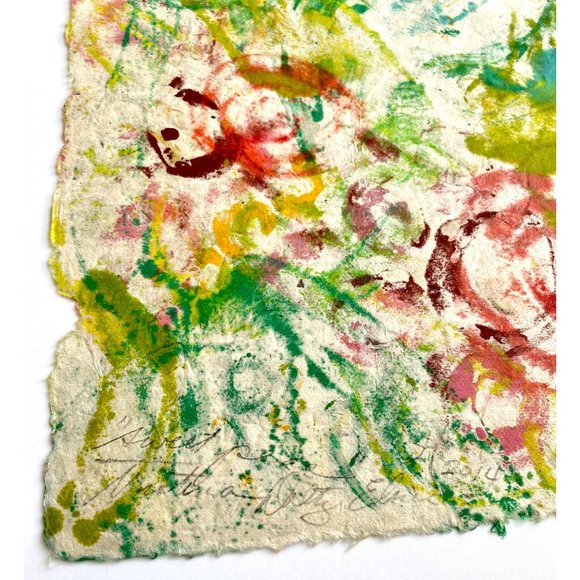 Sweet Peas Original Art Encaustic Wax Painting on Lokta Mulberry Paper - Picture 6 of 6